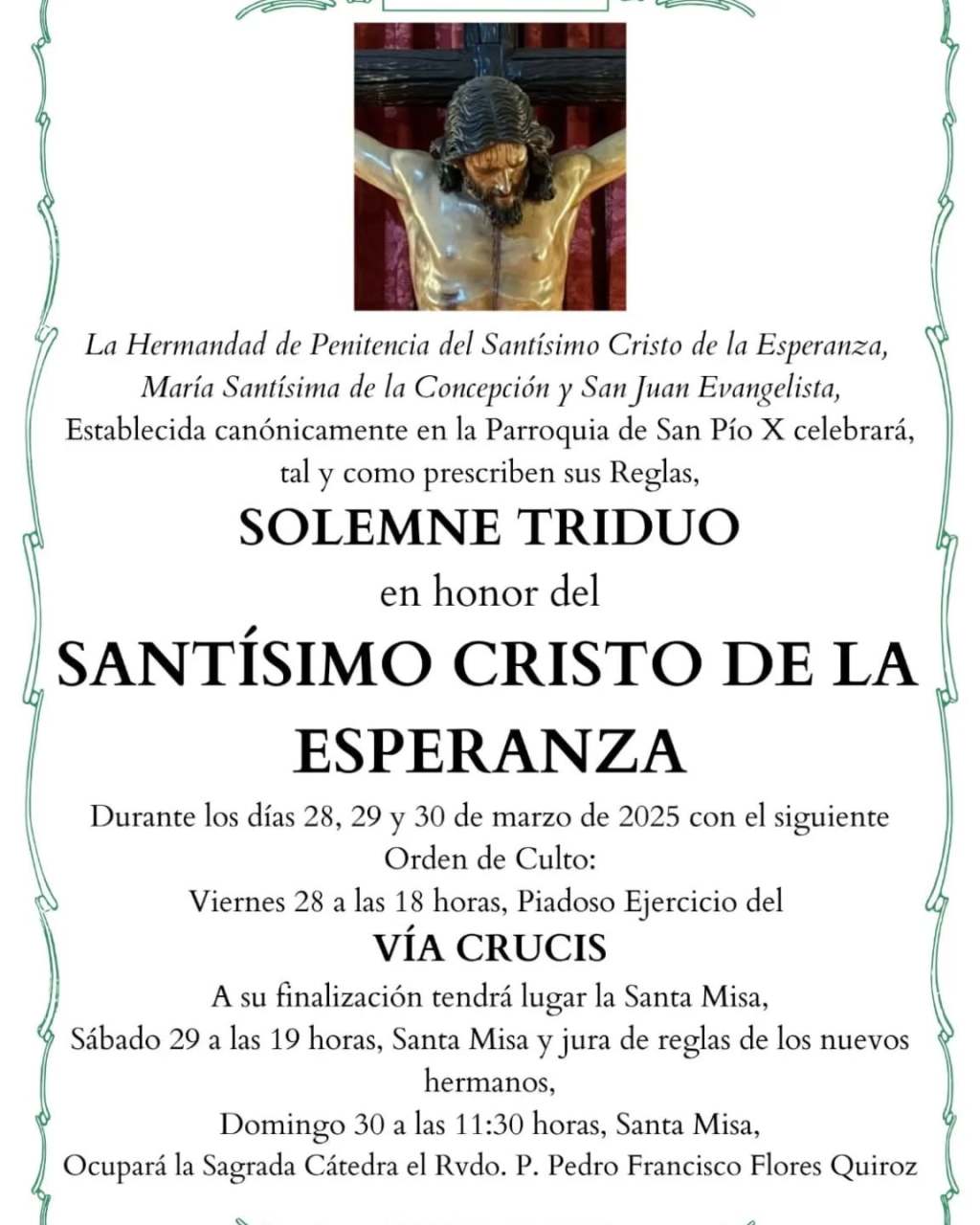 Solemne Triduo en honor al Santísimo Cristo de la Esperanza