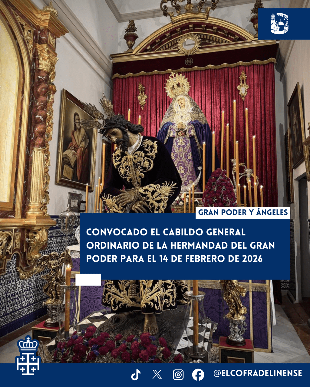 Convocado Cabildo General Ordinario de la Hermandad del Gran Poder para el 14 de febrero de&nbsp;2026